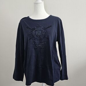 LRL Lauren Active Ralph Lauren Women's Navy 100% Cotton Long Sleeve XL